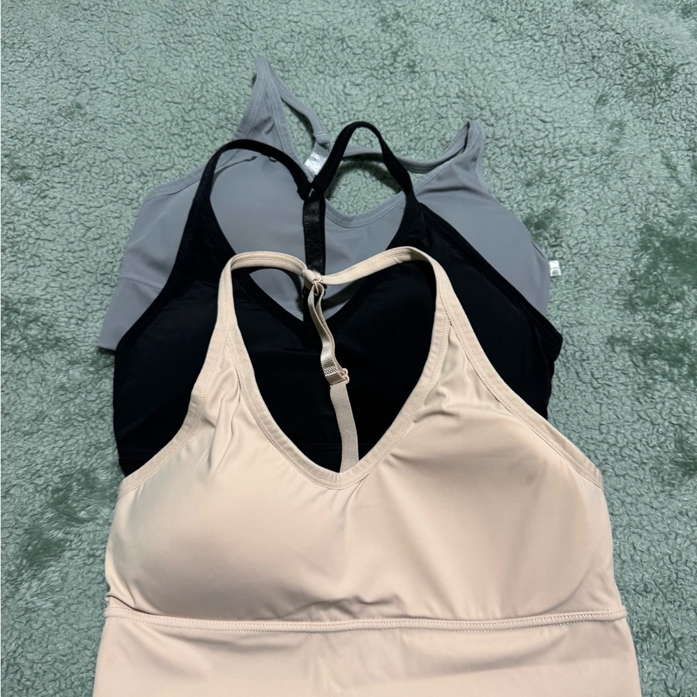 Aritzia Racerback Tank Bralettes in Cream, Black & Gray
